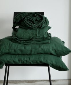 Immerse Yourself in Opulence Luxurious Dark Emerald Linen Sheet Set for Unparalleled Comfort and Style