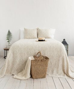 Royal Floral Linen Bedspread Double-Sided Luxury for Your Bedroom