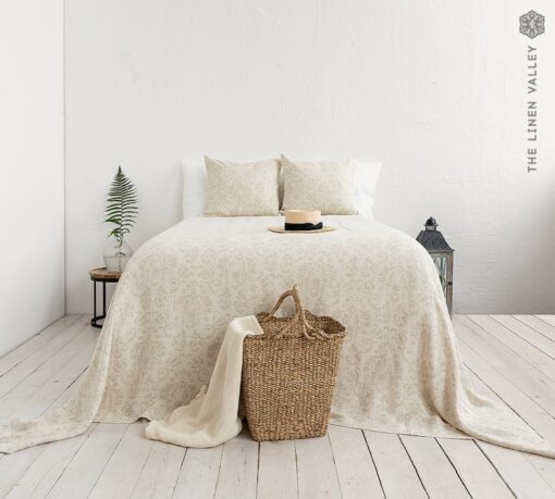 Royal Floral Linen Bedspread Double-Sided Luxury for Your Bedroom