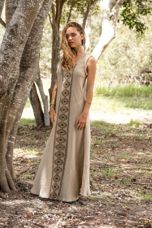 Tribal Tapestry Embroidered Maxi Dress for Bohemian Souls