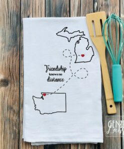Personalized Friendship/Family Gift Flour Sack Towel Connecting Loved Ones Across States