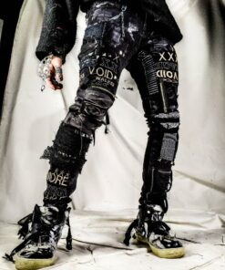 Unleash Your Inner Rebel Custom Handmade Punk Rock Goth Emo Metal Cyber Dark Ripped Crazy Weird Funky Crust Festival Jeans for the Vegan Cyber Warrior
