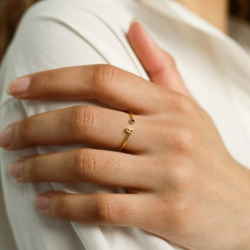 Birthstone Initial Ring Personalized Jewelry for Mothers, Bridesmaids, and Birthdays