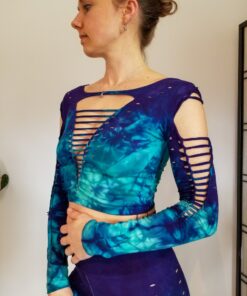 Mystical Purple Jade Hand-Dyed Yoga Crop Top and Fire Hula Hoop for Flowing Grace