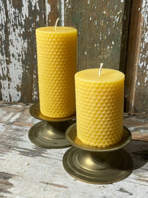 Honeycomb Haven Pure Beeswax Pillar Candles for a Golden Glow