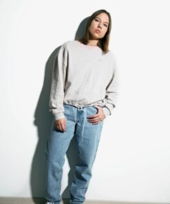 Vans Vintage Beige Sweatshirt 90s Oversized Athletic Jumper Pullover Crewneck Sport Sweater (Small S)