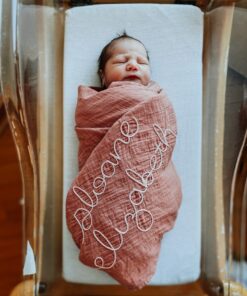 Personalized Monogrammed Baby Swaddle Soft and Snuggly Muslin Blanket for Your Little One