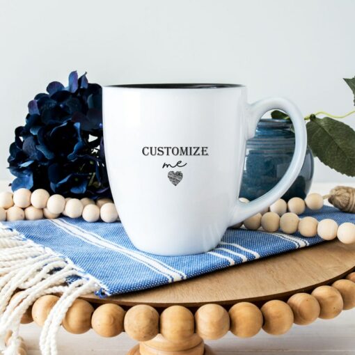 Personalized Engraved Bistro Mug Your Custom Message and Logo on a 16 Oz Coffee Cup