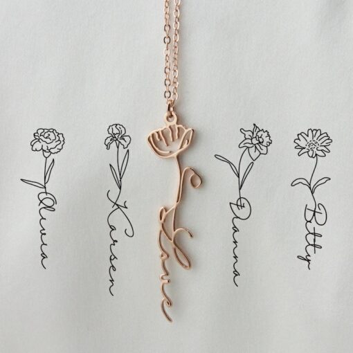 Personalized Birth Flower Necklace A Timeless Gift for Her
