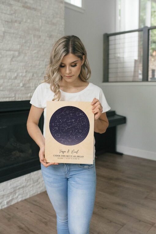 Personalized Star Map on Wood Capture Your Special Night Sky