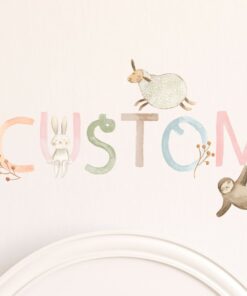 Personalized Woodland Nursery Name Decal with Animal and Floral Stickers Create a Magical Forest for Your Little One