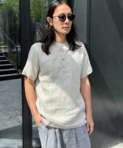 Timeless Linen Henley Elevate Your Style with Natural Elegance