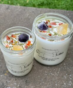 Celestial Leo Zodiac Crystal Candle Illuminate Your Path with Cosmic Energy