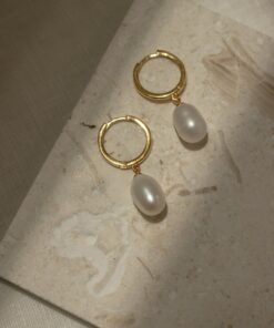 Exquisite Pearl Hoop Huggie Earrings A Timeless Anniversary Gift (ER118)