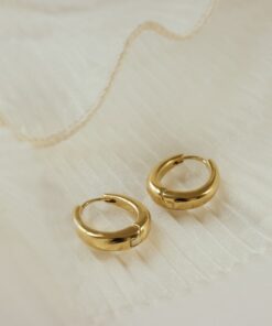 Bold and Elegant Chunky Gold Hinged Hoops by Caitlyn Minimalist
