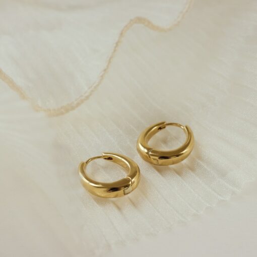 Bold and Elegant Chunky Gold Hinged Hoops by Caitlyn Minimalist