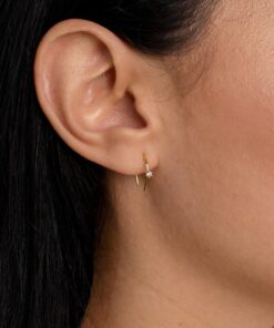 Petite Diamond Hoops Delicate Gold Earrings for Bridesmaids and Special Occasions (ER155)
