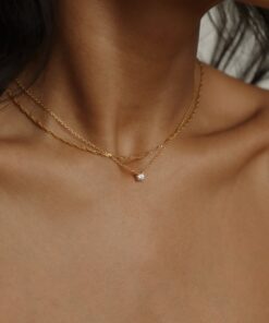 Captivating Diamond Solitaire Necklace A Minimalist Masterpiece for Bridesmaids and Special Occasions (NR048)