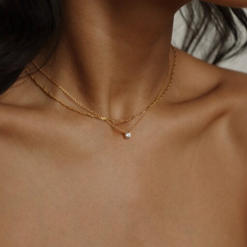 Captivating Diamond Solitaire Necklace A Minimalist Masterpiece for Bridesmaids and Special Occasions (NR048)