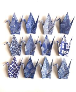 12 Majestic Blue Origami Cranes Elevate Your Decor with Grace and Serenity
