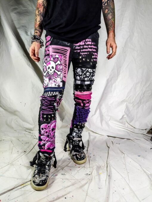 Unleash Your Dark Side Custom Goth Punk Skull Metal Y2K Emo Harajuku Kawaii Rock Crust Festival Pants