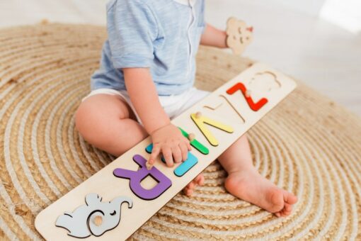 Personalized Name Puzzle with Pegs A Cherished Keepsake for First Christmas and Birthdays