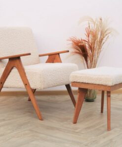 Mid-Century Modern Oasis Vintage Boucle Armchair and Ottoman Set for Timeless Comfort