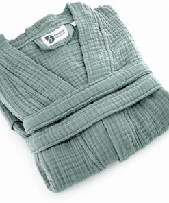 Organic Cotton Mint Green Muslin Kimono Soft, Absorbent, and Stylish