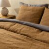 Indulge in Regal Slumber Cinnamon Spice Linen Bedding Set for Unparalleled Comfort