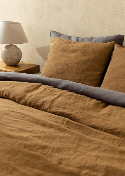 Indulge in Regal Slumber Cinnamon Spice Linen Bedding Set for Unparalleled Comfort