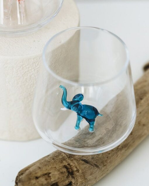 Captivating Blue Elephant Drinking Glass A Safari-Inspired Sip of Elegance