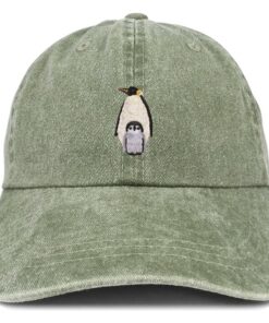 Stitchfy Penguin Patch Pigment Dyed Washed Baseball Cap Embroidered Charm for Your Head