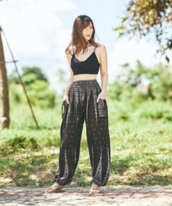 Flowy Hippie Pants Bohemian Fall Clothes for Women - Black Hippie Harem Yoga Pants