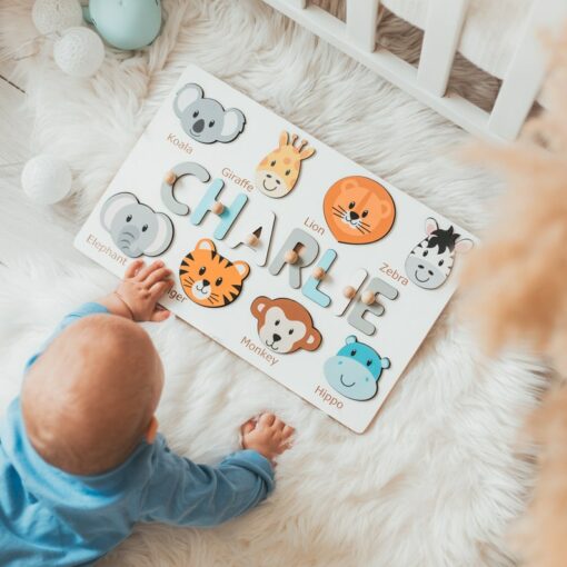 Personalized Wooden Name Puzzle Unique Gift for Kids and Babies