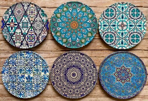 Mesmerizing Mediterranean Coasters A Set of 6 for Enchanting Home Decor and Thoughtful Gifting