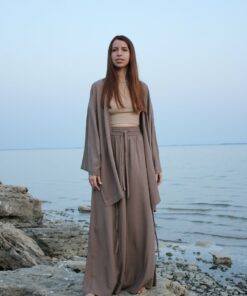 Flowy and Free High-Waisted, Elastic Waist Wide-Leg Trousers for Effortless Style