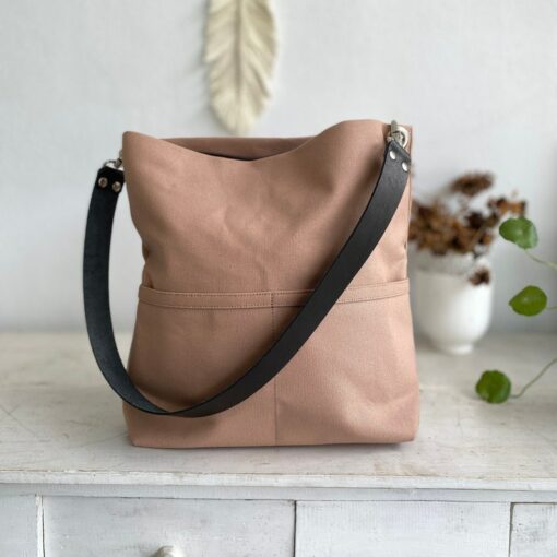 Personalized Canvas Tote Bag with Leather Strap A Timeless Gift for Her