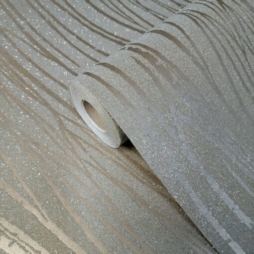 Shimmering Bronze Zebra Lines Elevate Your Walls with 3D Sparkle Glitter Wallpaper