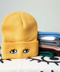 Goldenbeets Embroidered Knit Beanie Cap with Eyes Cozy Warmth with a Touch of Whimsy