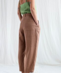 Boxy Linen Tapered Leg Trousers Effortless Style, Ready to Ship