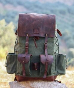 Genuine Leather and Waxed Canvas Backpack Your Rugged Companion for Adventure