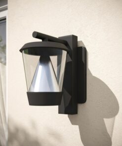 Illuminate Your Outdoors with Modern Elegance Farmhouse Wall Lantern with Integrated LEDs and Reflective Cone