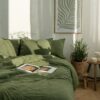 Indulge in Tranquility Luxurious Green Linen Bedding Set, Crafted from 100% Natural Flax, Customizable to Your Dreamy Dimensions