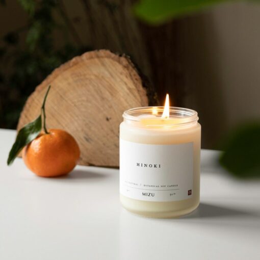 Invigorating Citrus and Woodsy Escape HINOKI Essential Oil Candle - Awaken Your Senses