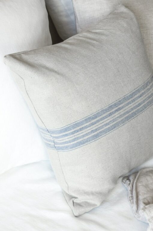Rustic Linen Pillowcase Duo Blue Striped Elegance for Your Home