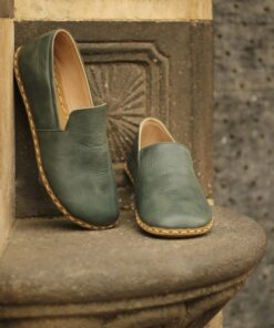 Grounding Shoes for Men Green Wide Toe Box Barefoot Shoes with Copper Rivets for Enhanced Grounding