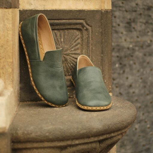 Grounding Shoes for Men Green Wide Toe Box Barefoot Shoes with Copper Rivets for Enhanced Grounding