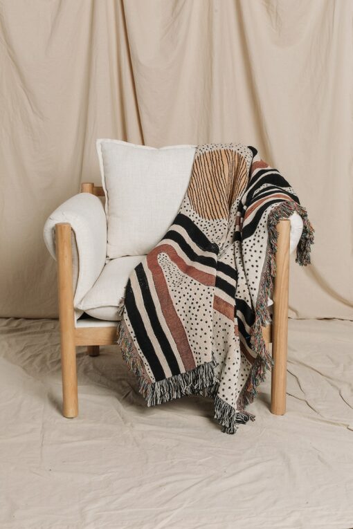 Cozy Haven Abstract Woven Throw Blanket for Modern Boho Decor