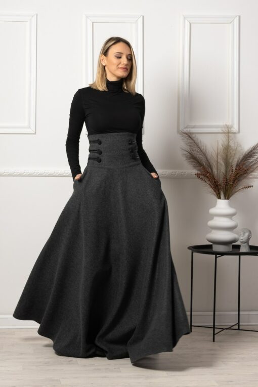 Victorian Wool Maxi Skirt Dark Academia, Steampunk, Edwardian, Plus Size