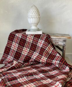 Antique Handwoven Plaid Wool Blanket A Timeless European Heirloom for Your Home